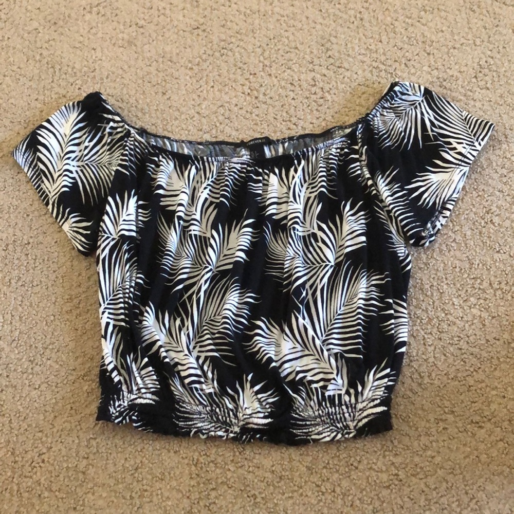 Forever 21 Black and White Off the Shoulder Top